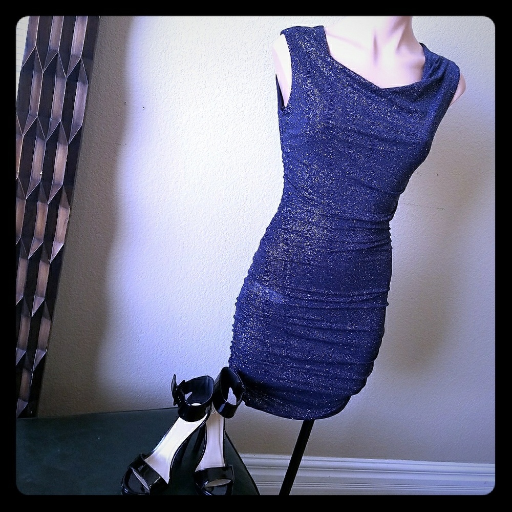 Sparkly Navy Blue Club Dress
